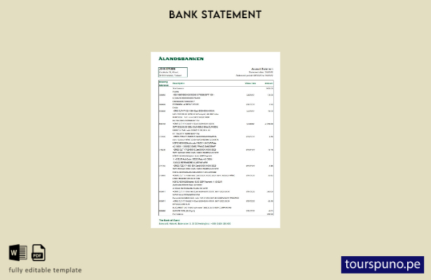 listo para imprimir plantilla de Excel de extracto bancario de Finlandia Aland